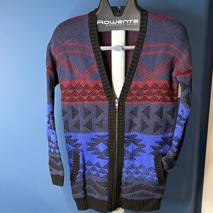 Old Navy Black, Red, and Blue Patterned Cardigan